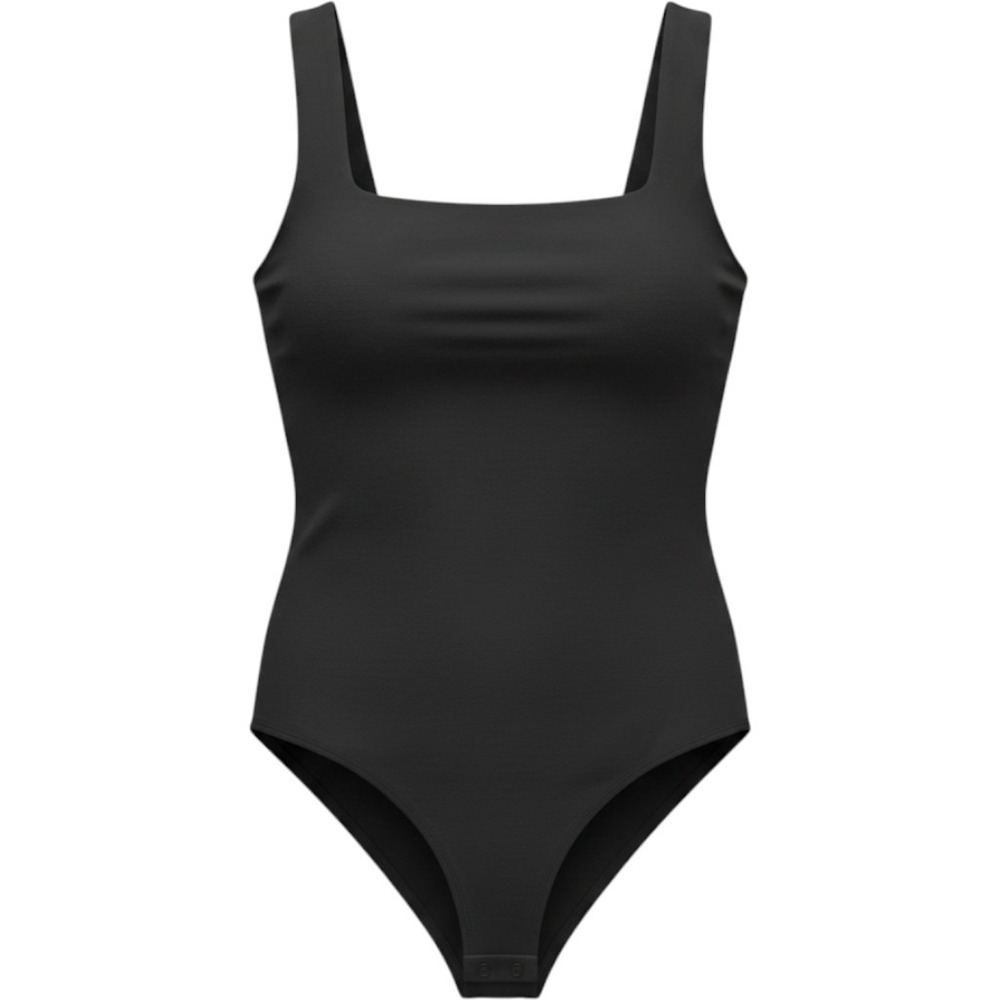 Square Neck Sleeveless Stretch Bodysuit Womens Large Black Old Navy Snap Crotch